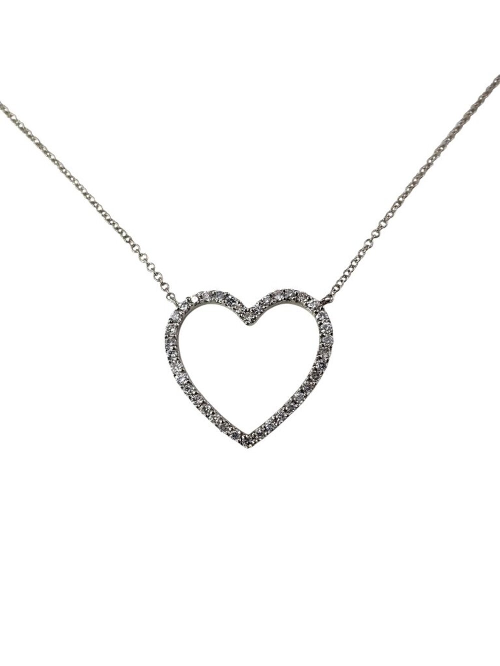 14K White Gold Diamond Heart Pendant Necklace #25570